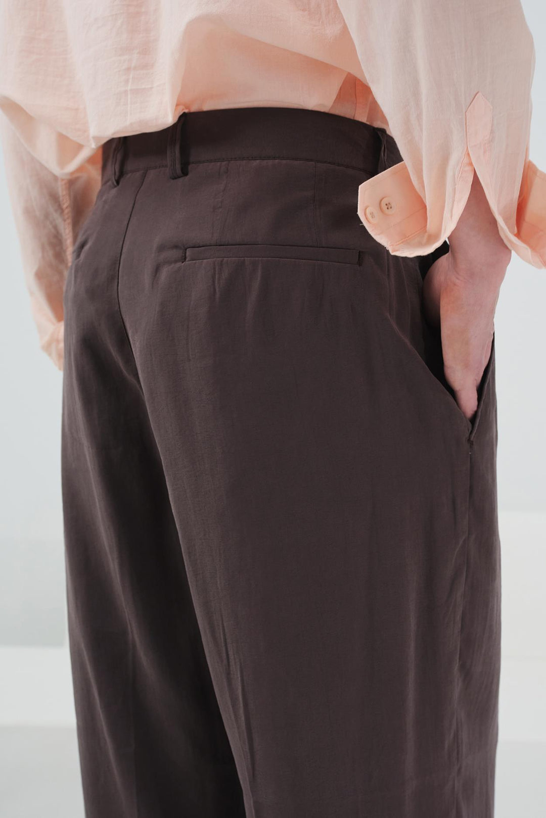 Giesto Pantalon Modal Marron à Double Pli - Marron