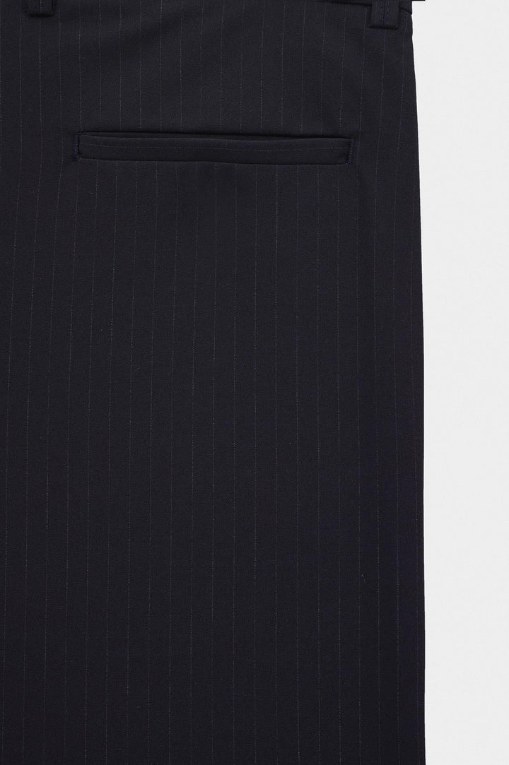 Giesto Pantalon à Pli Double en Fonte Bleu marine Rayé - Bleu marine
