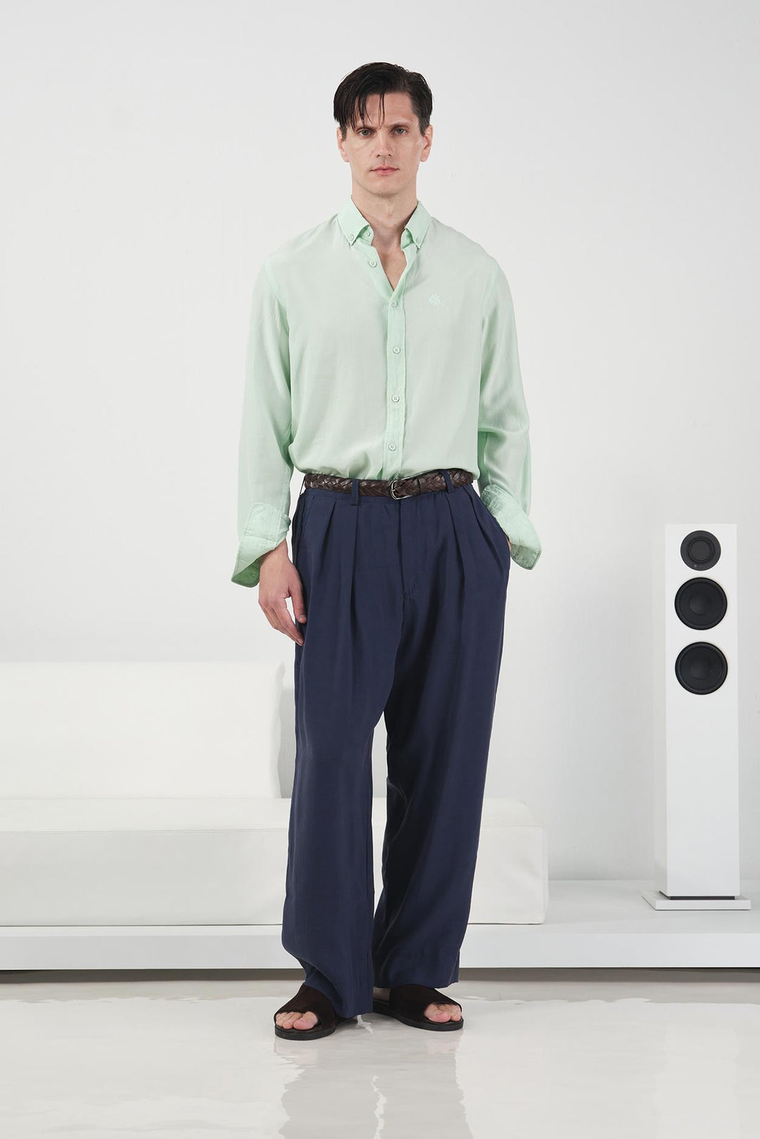 Giesto Pantalon Modal Bleu marine à Double Pli - Bleu marine