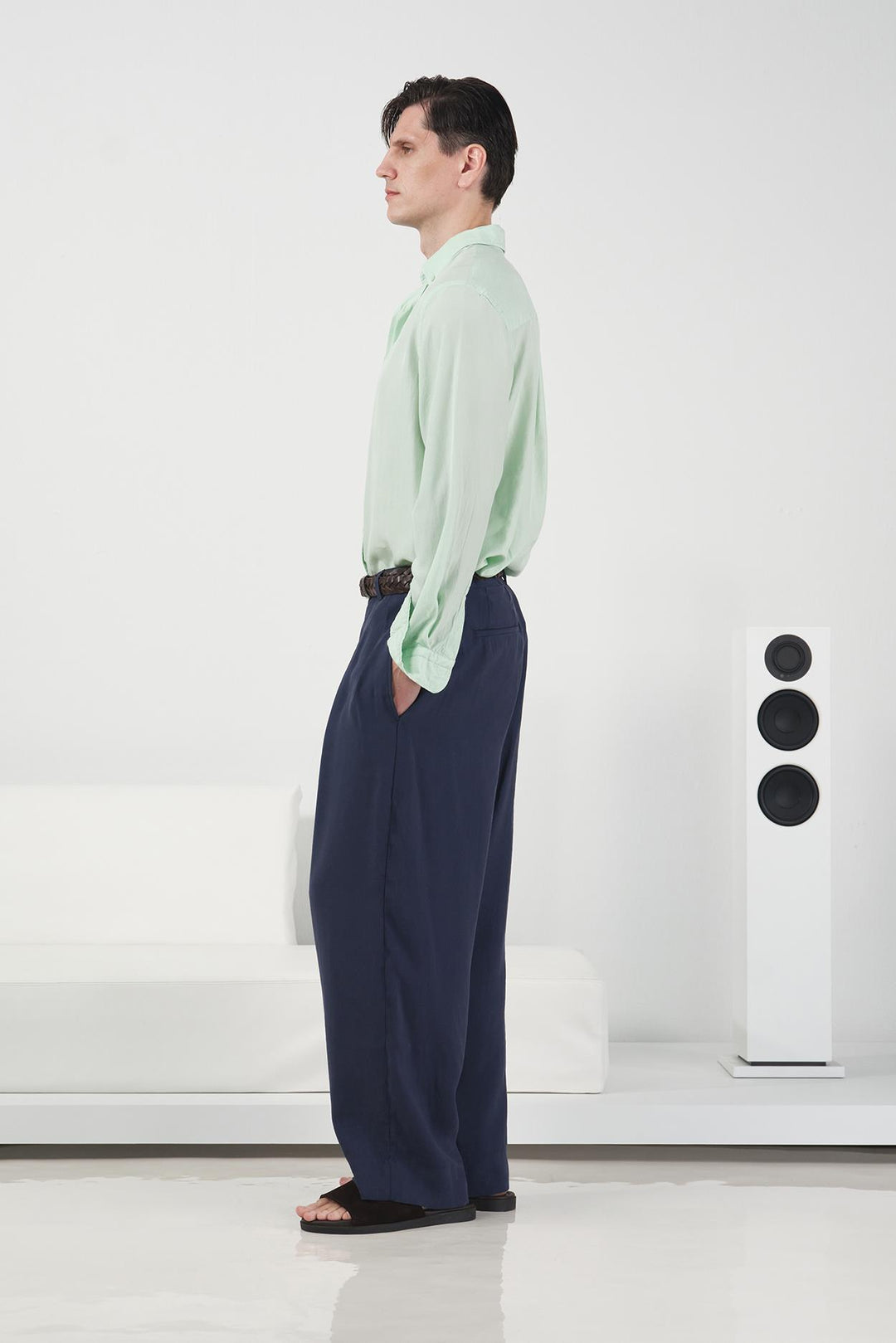Giesto Pantalon Modal Bleu marine à Double Pli - Bleu marine