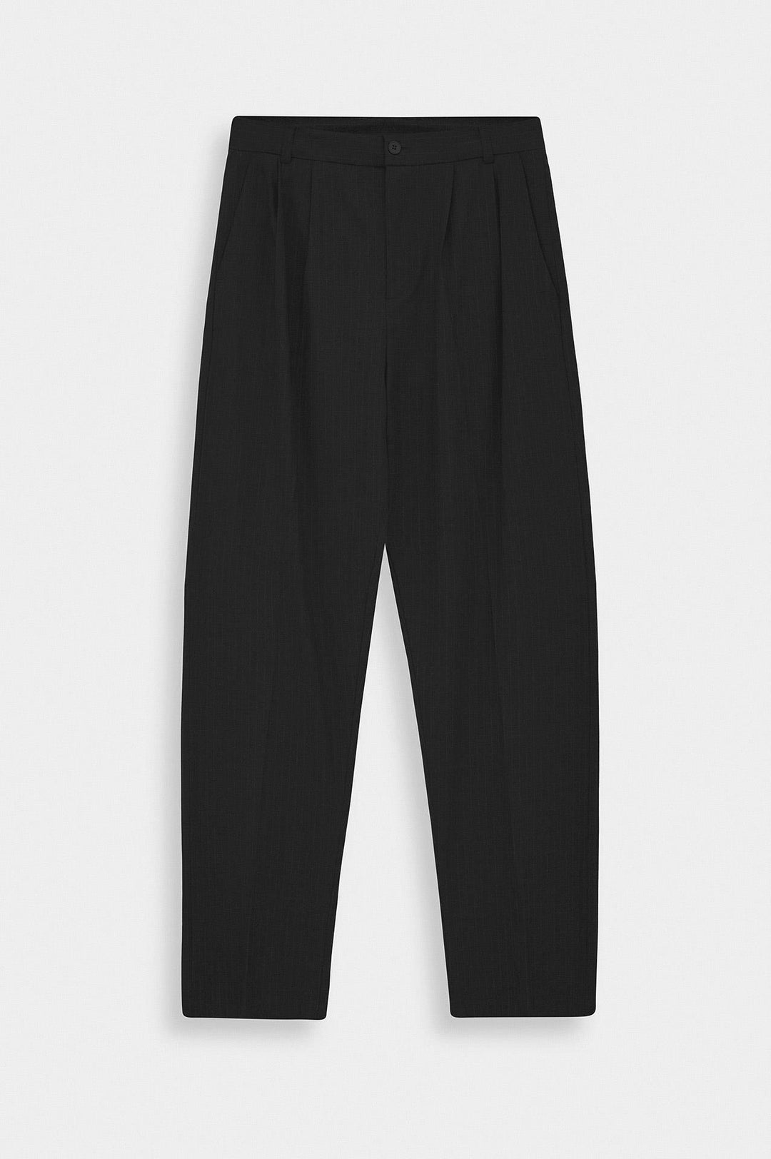 Giesto Pantalon à Pli Double en Fonte Noir Rayé - Noir