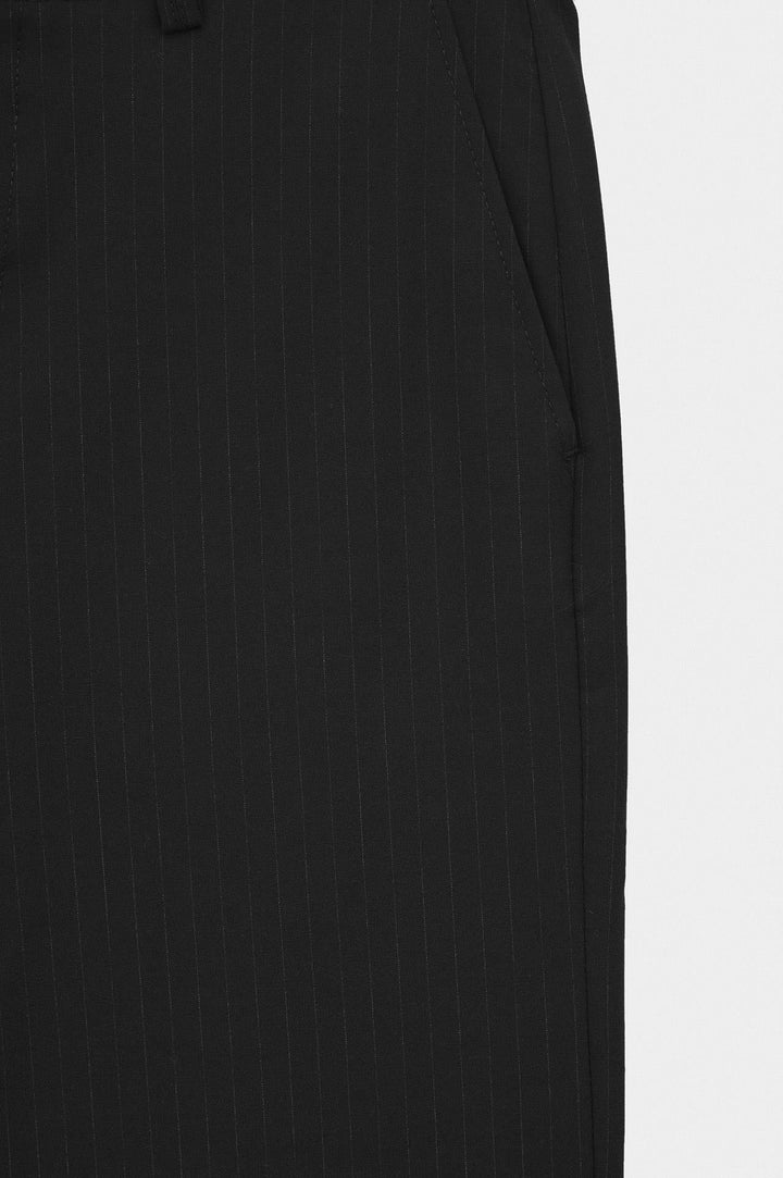 Giesto Pantalon à Pli Double en Fonte Noir Rayé - Noir