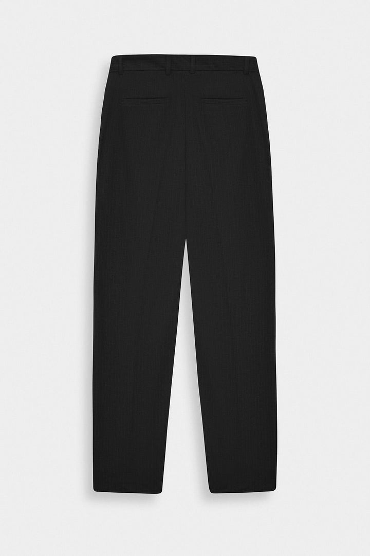 Giesto Pantalon à Pli Double en Fonte Noir Rayé - Noir