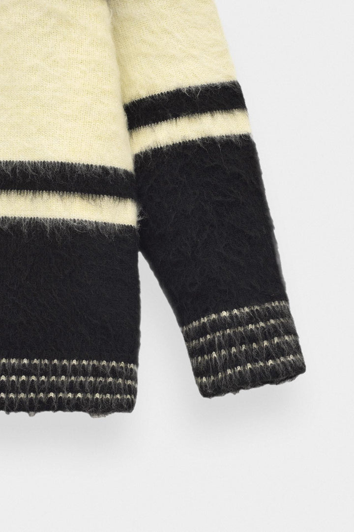 Giesto Pull en Tricot Beige avec Col Polo et Broderie Bicolore - Beige