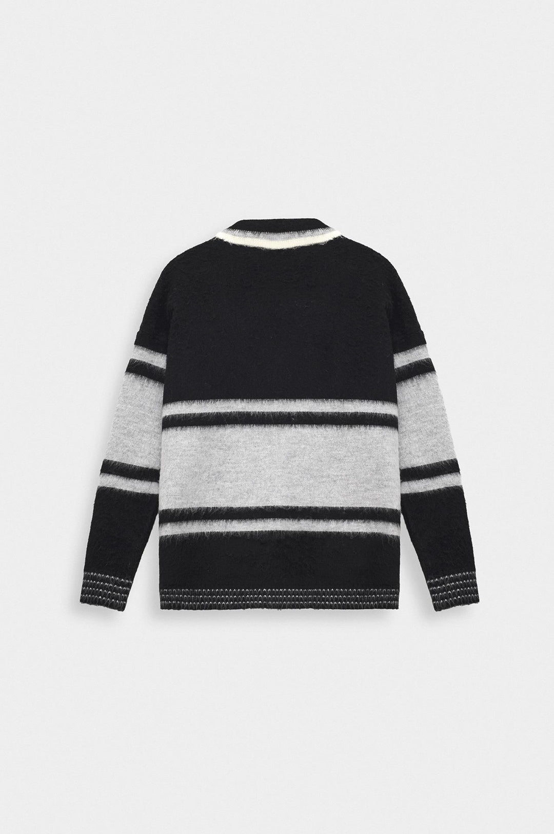 Giesto Pull à col polo en tricot gris avec broderie bicolore - Gris