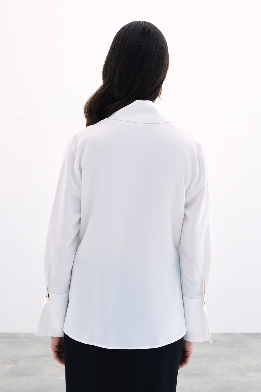 Sateen Chemise Détail Bouton - Écru