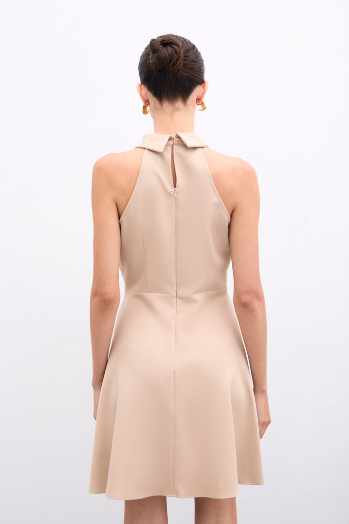 Sateen Robe courte à pression - Beige