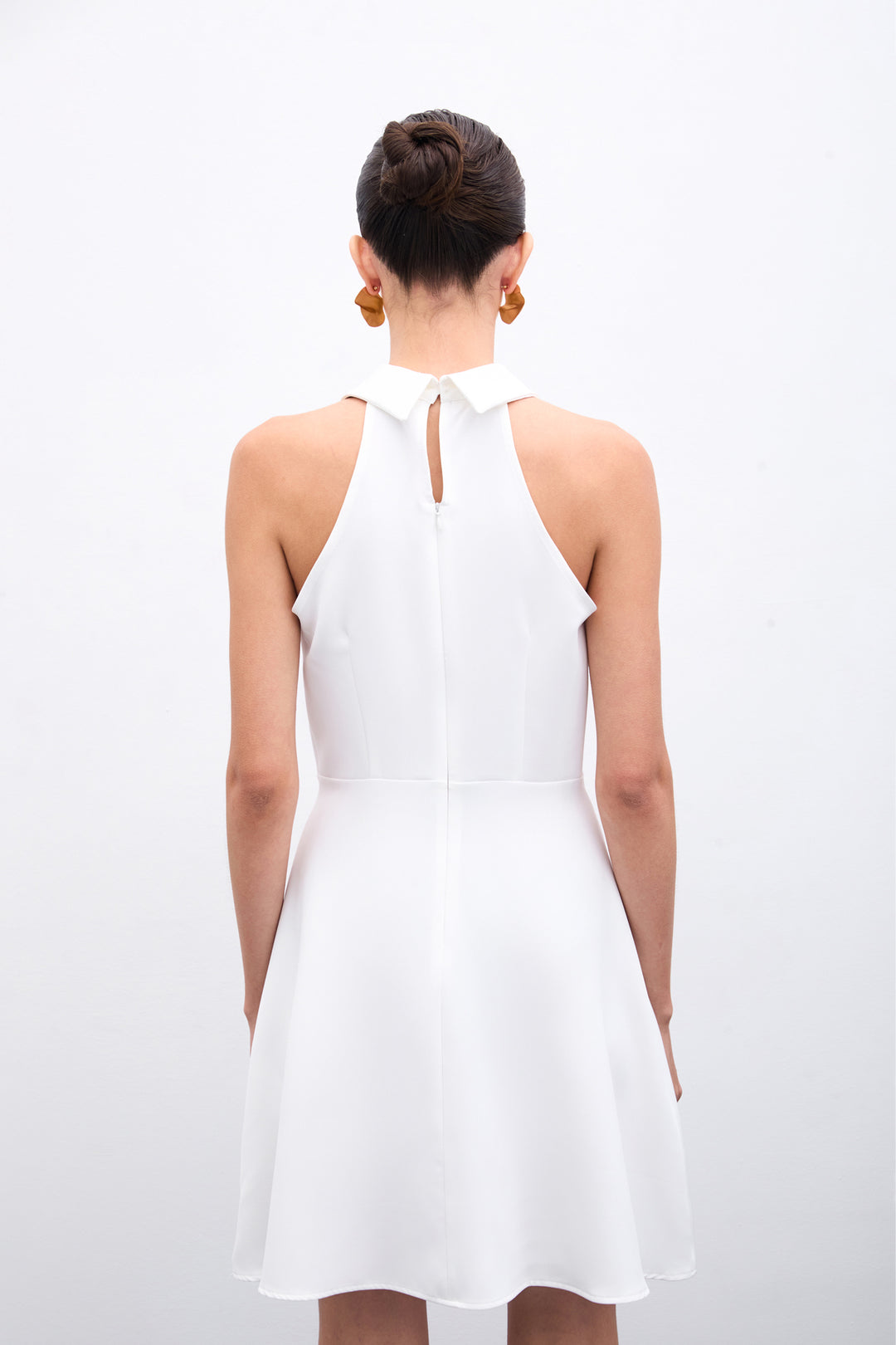Sateen Robe courte à pression - Écru