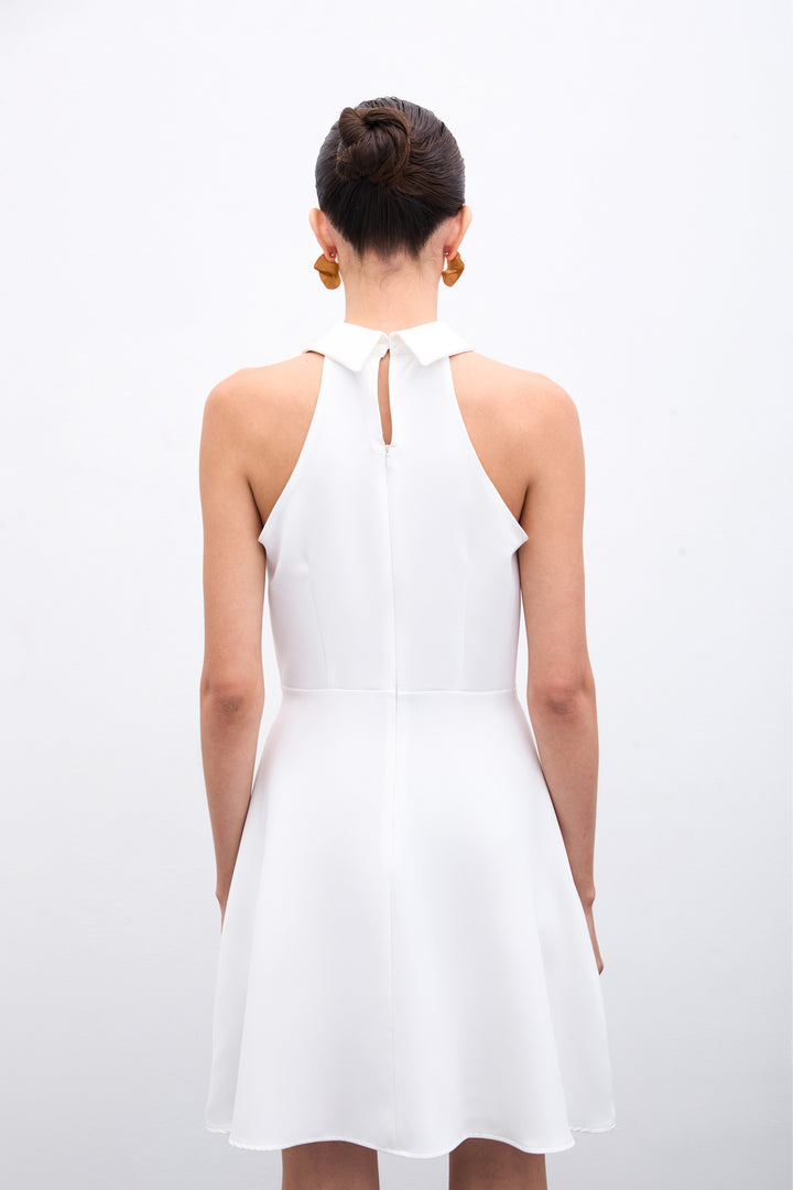 Sateen Robe courte à pression - Écru