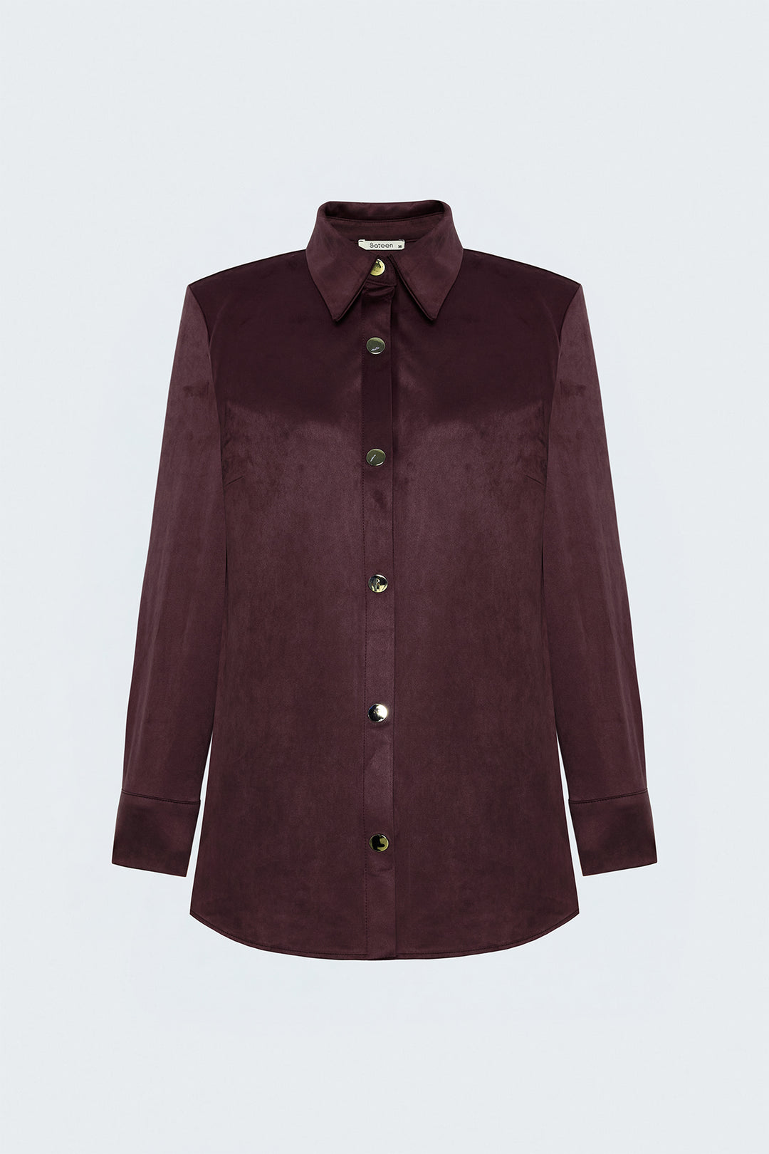 Sateen Chemise en Suède avec Détails à Pression - Bordeaux