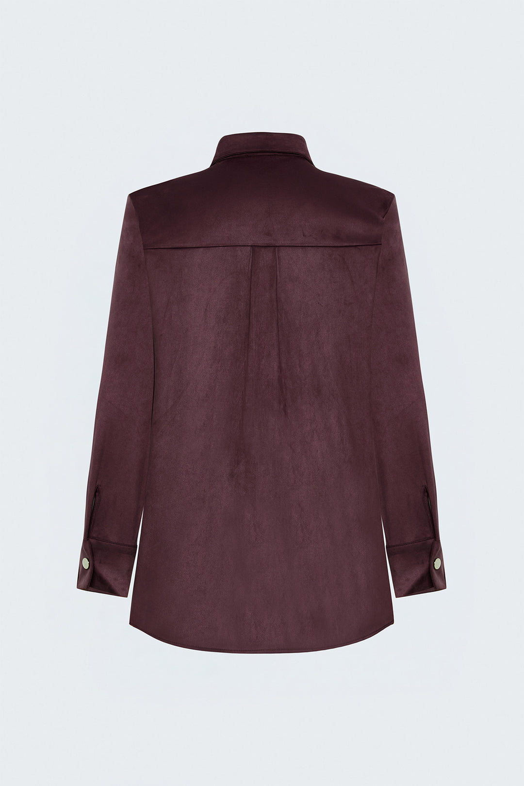 Sateen Chemise en Suède avec Détails à Pression - Bordeaux