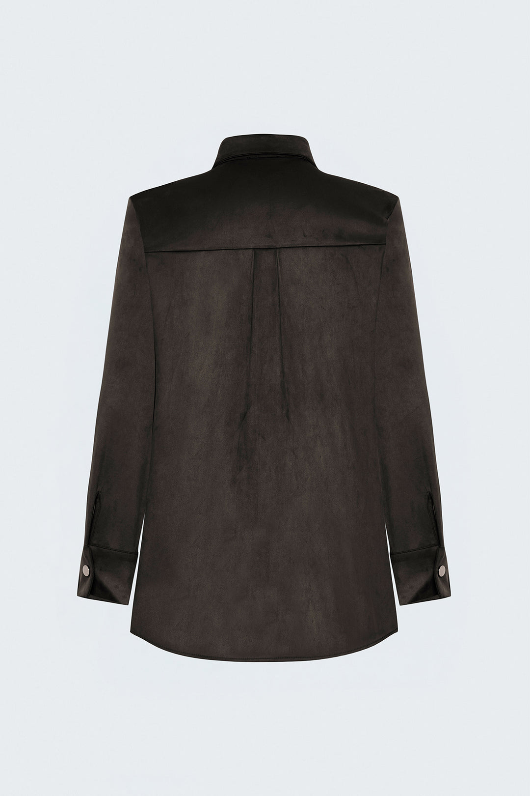 Sateen Chemise en Suède avec Détails à Pression - Marron