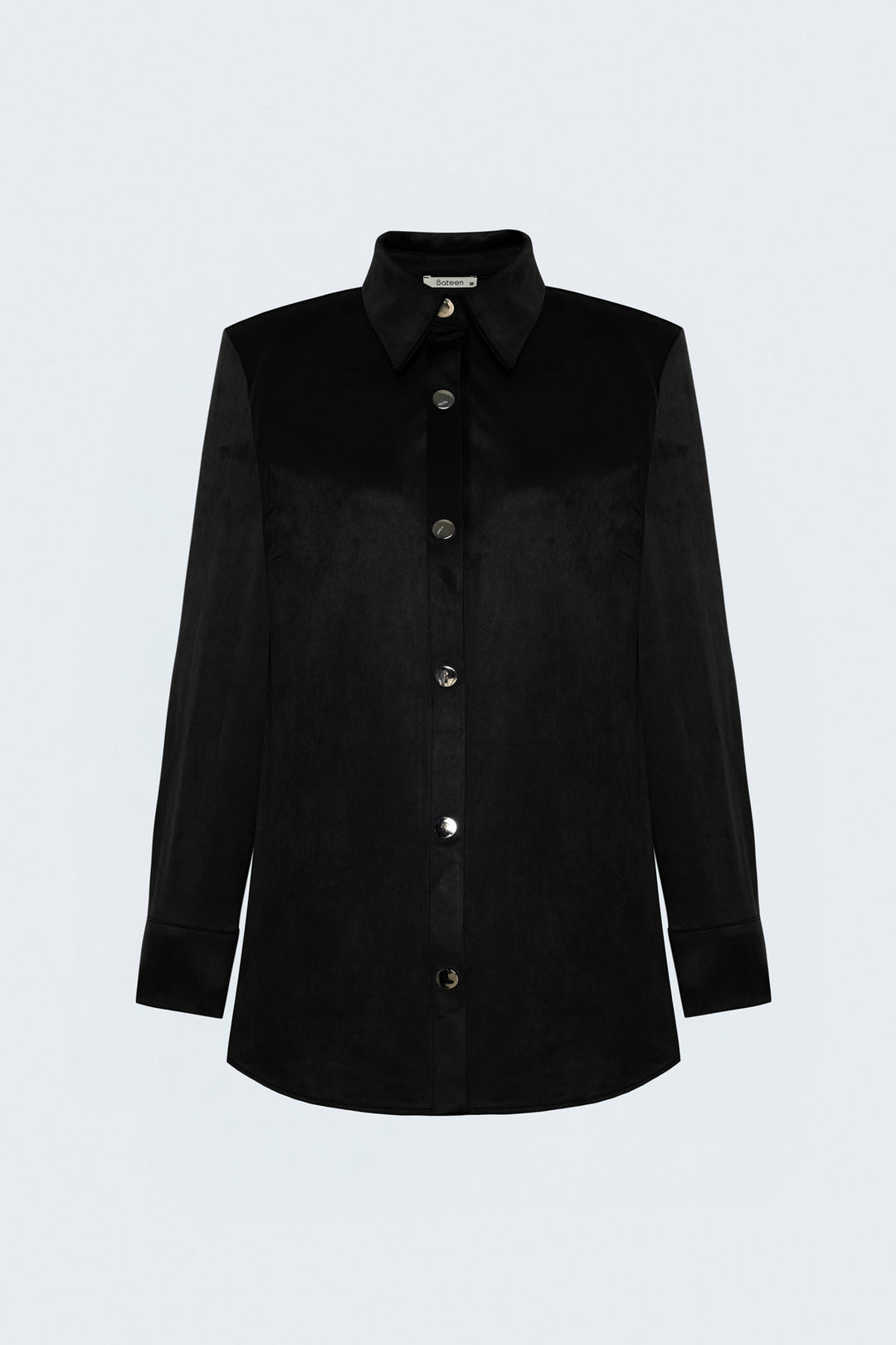 Sateen Chemise en Suède avec Détails à Pression - Noir