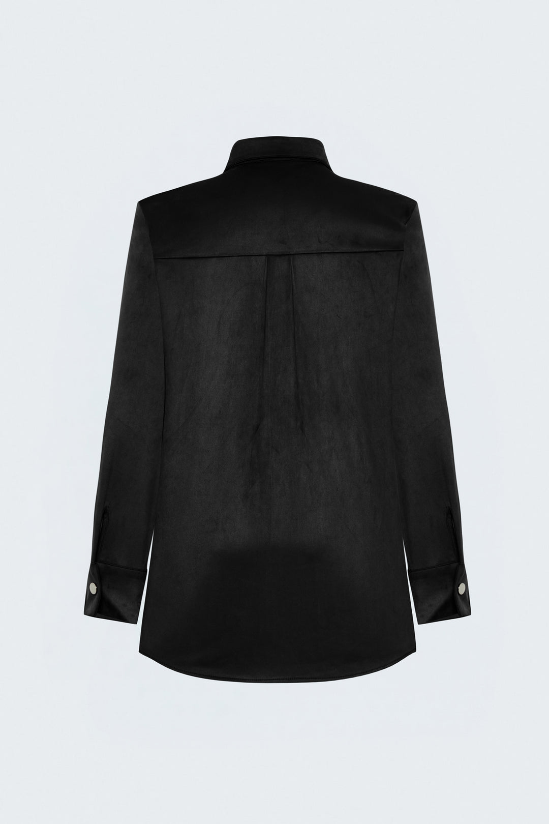 Sateen Chemise en Suède avec Détails à Pression - Noir