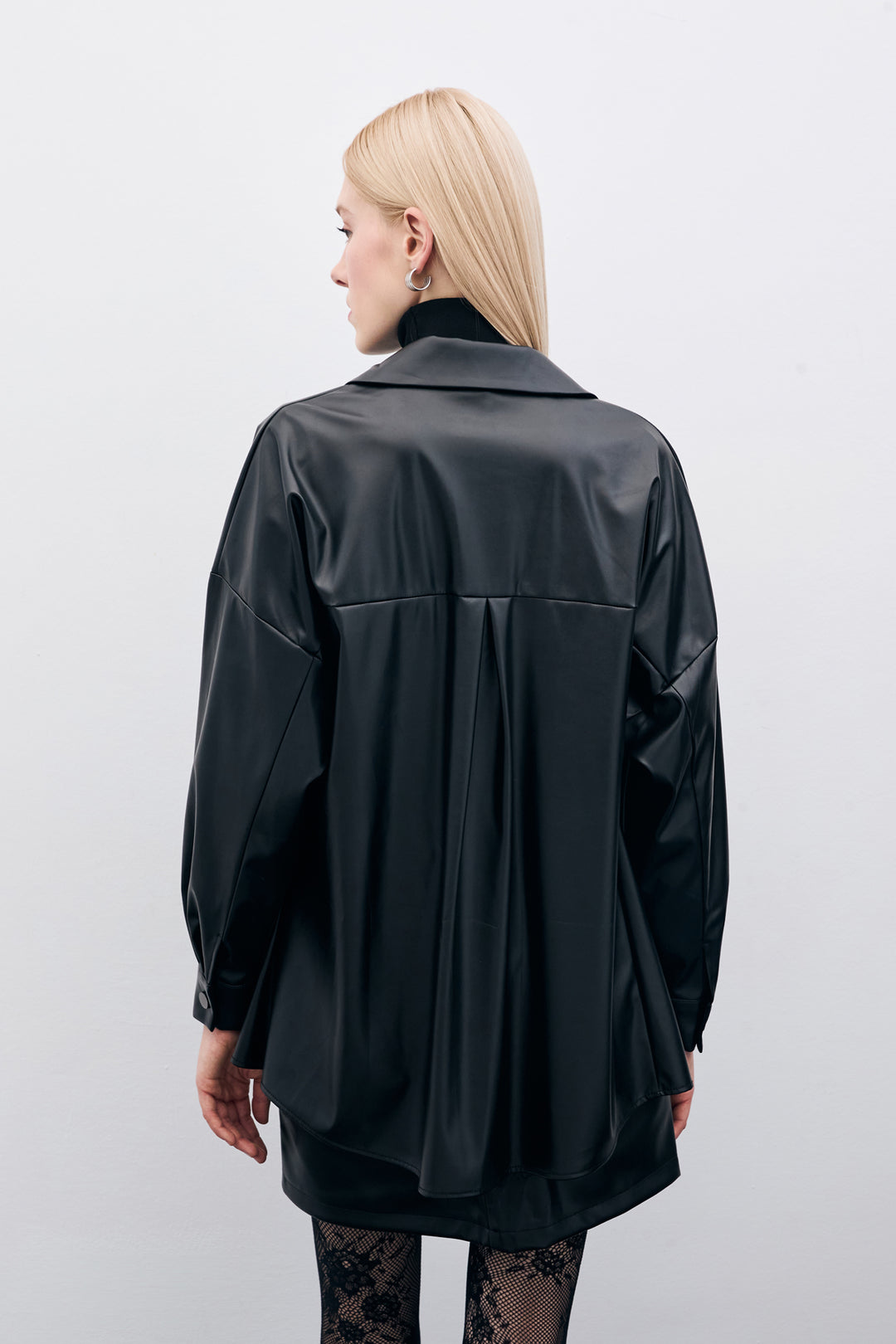 Sateen Chemise en cuir à pressions - Noir