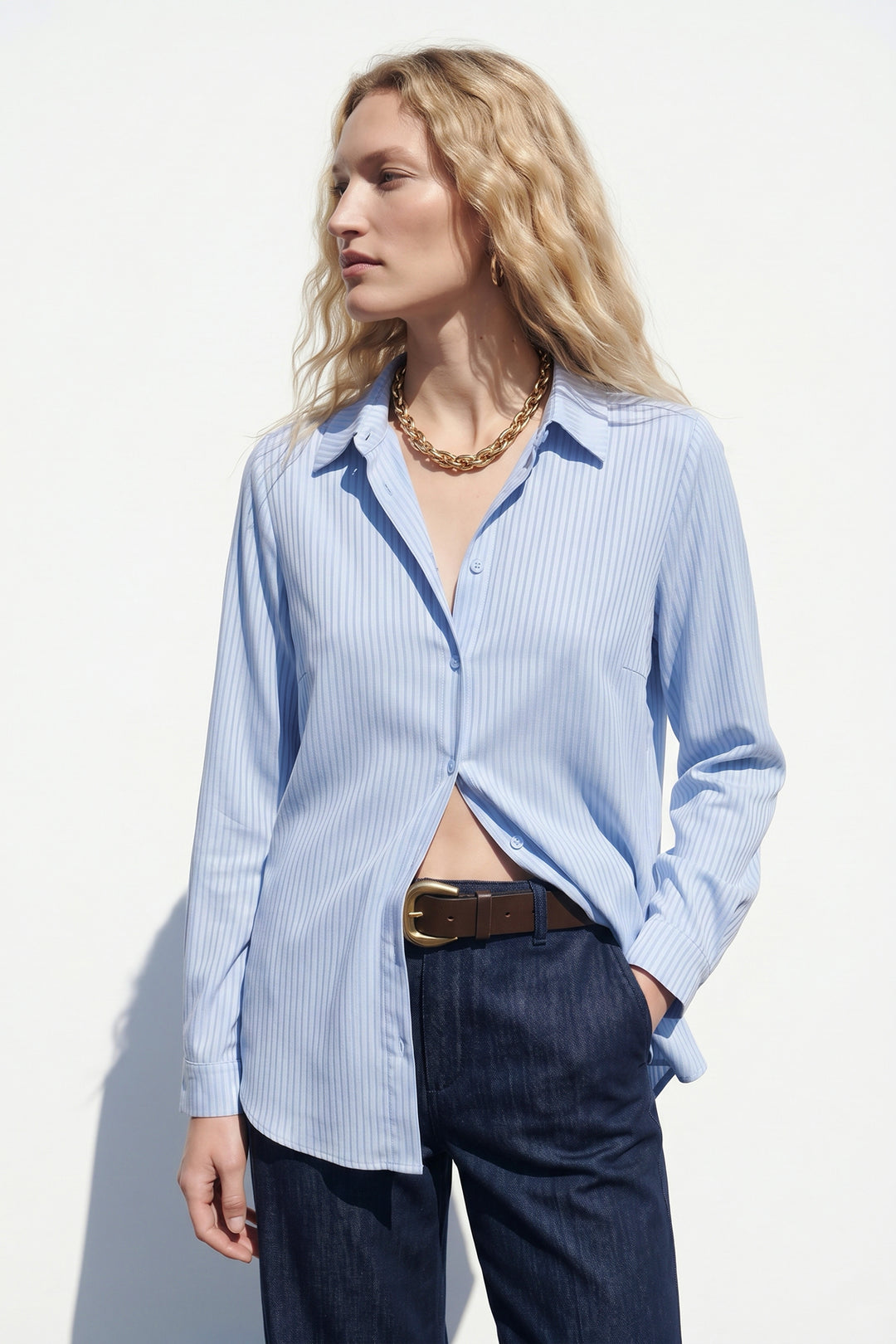 Sateen Chemise à Rayures - bebe Bleu