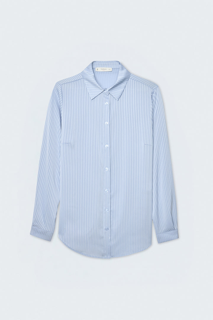 Sateen Chemise à Rayures - bebe Bleu