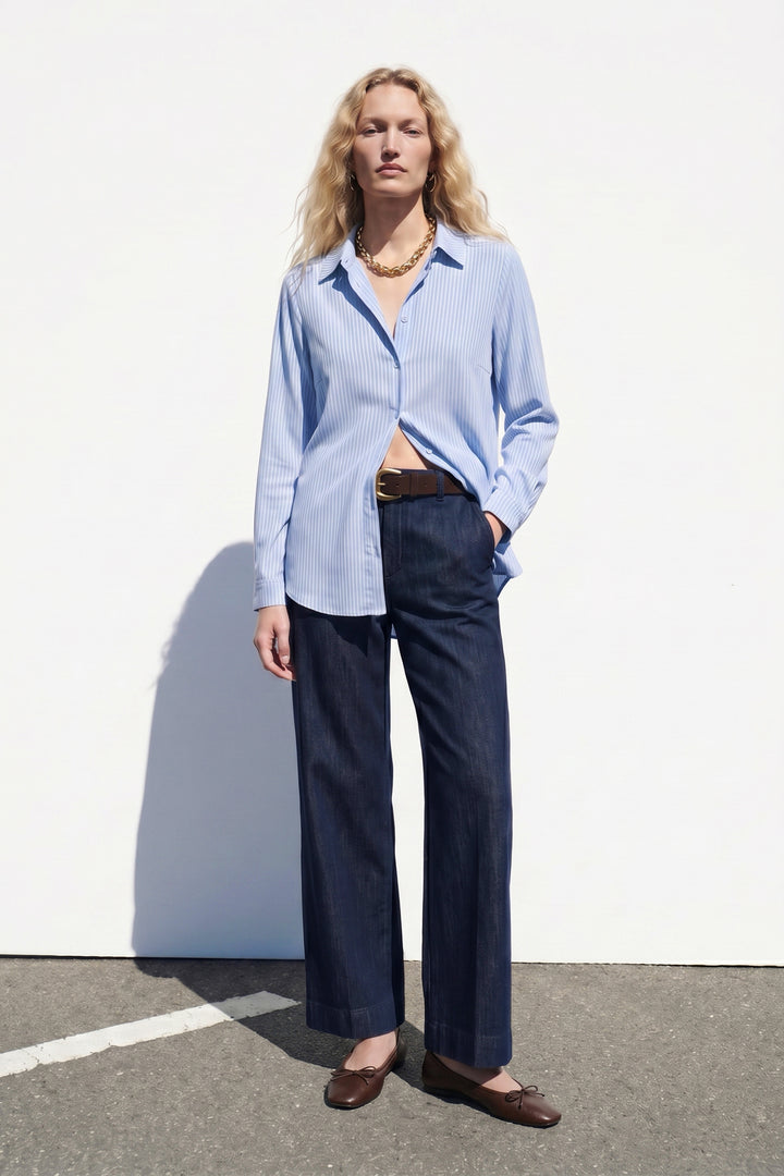 Sateen Chemise à Rayures - bebe Bleu
