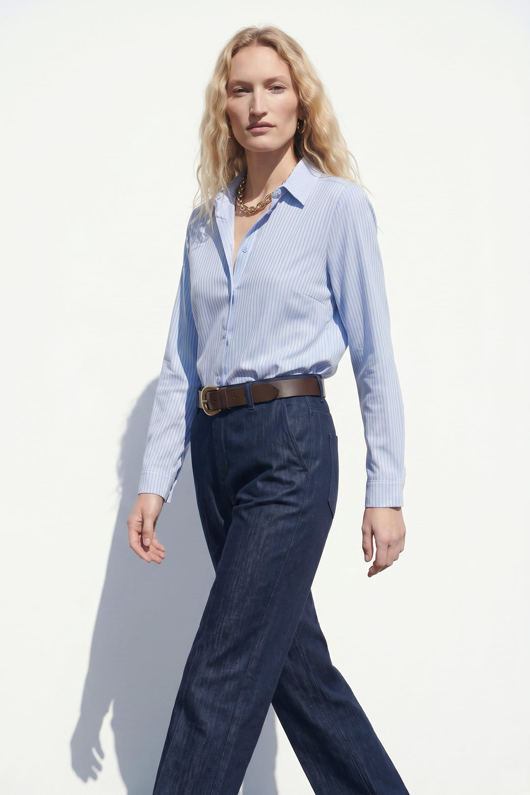 Sateen Chemise à Rayures - bebe Bleu