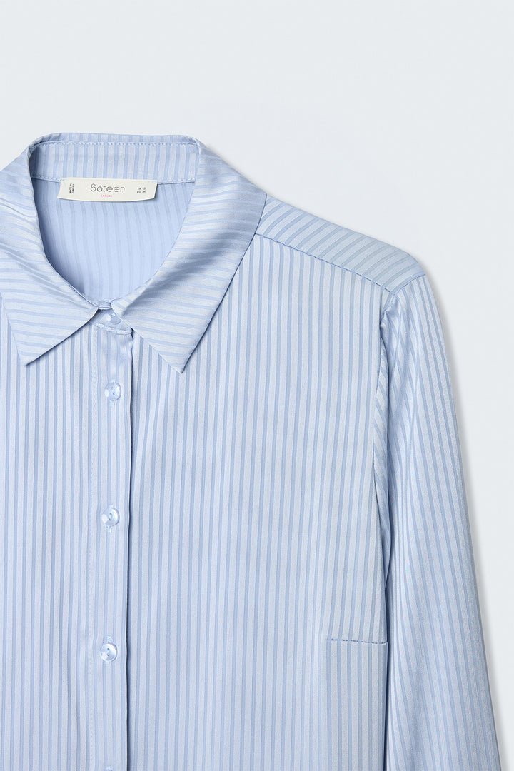 Sateen Chemise à Rayures - bebe Bleu