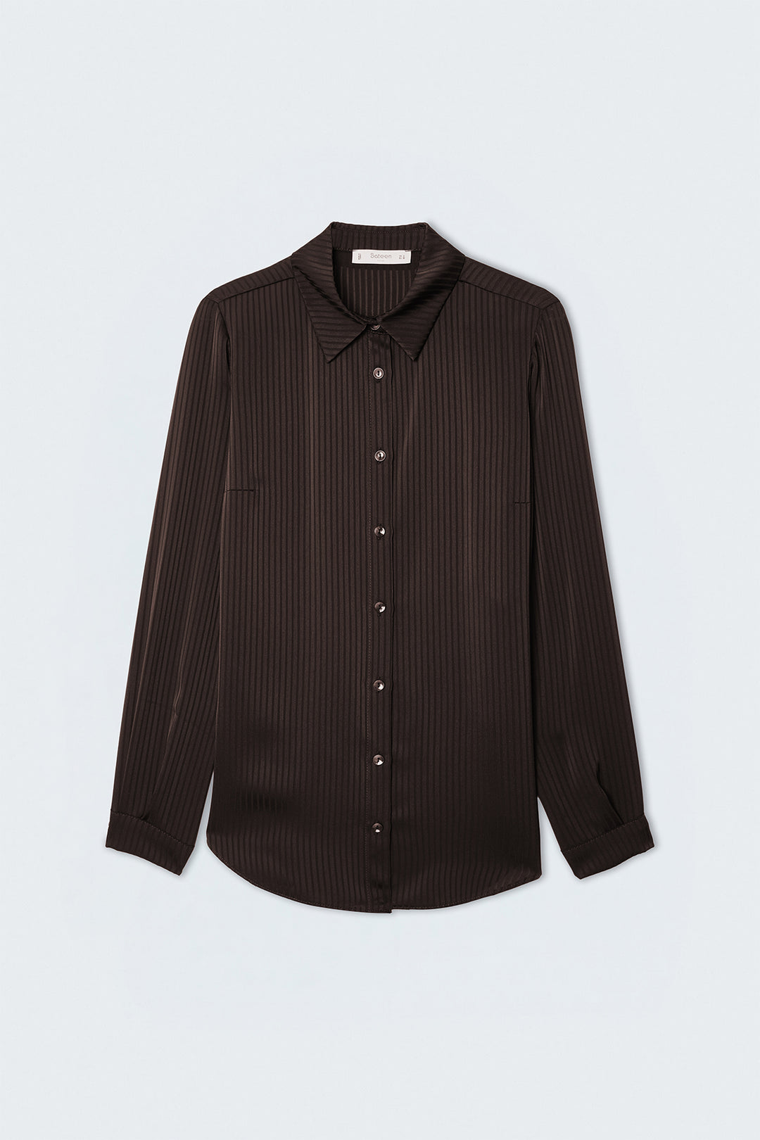Sateen Chemise à Rayures - Marron