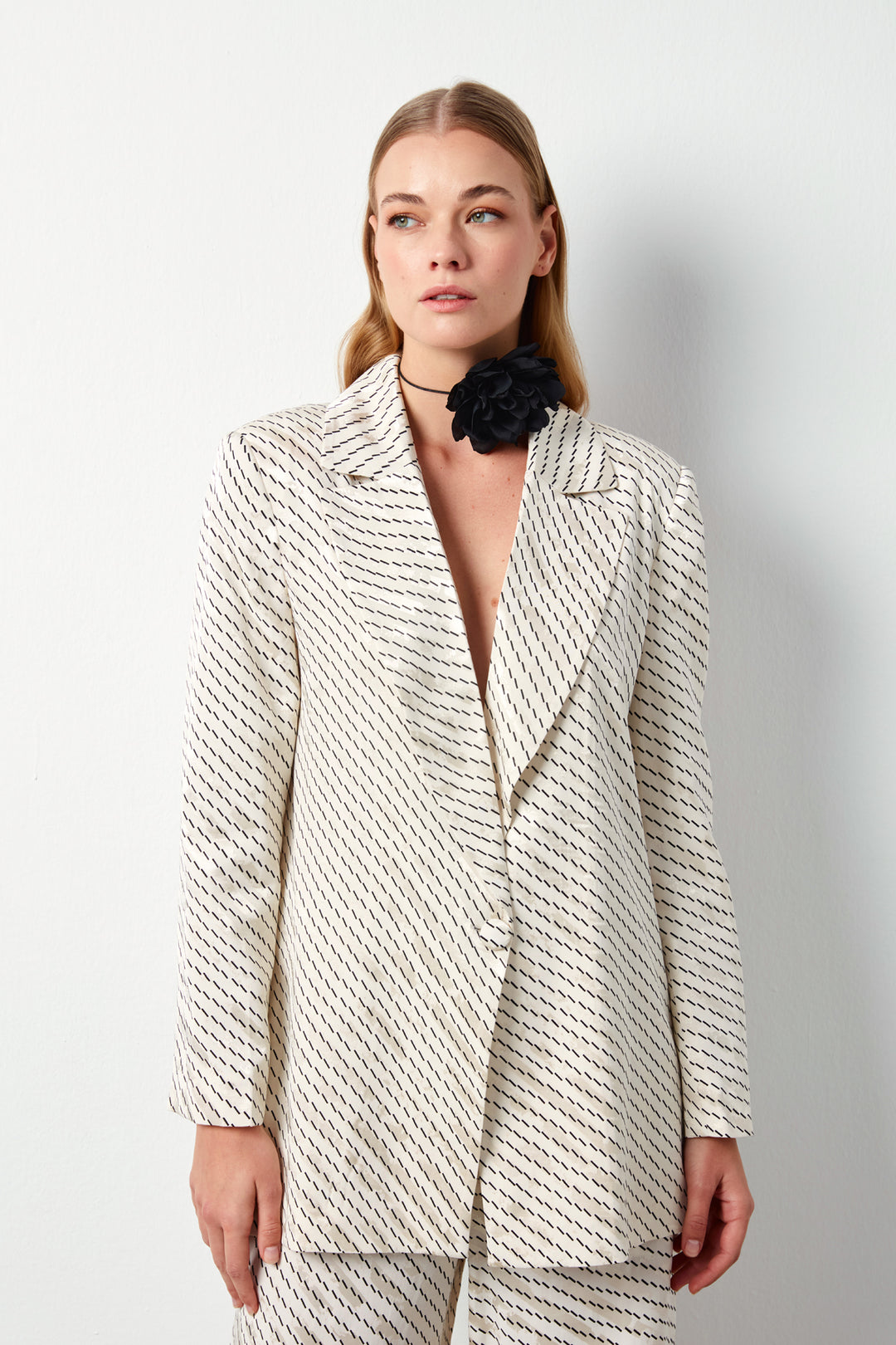 Sateen Veste à rayures - Beige