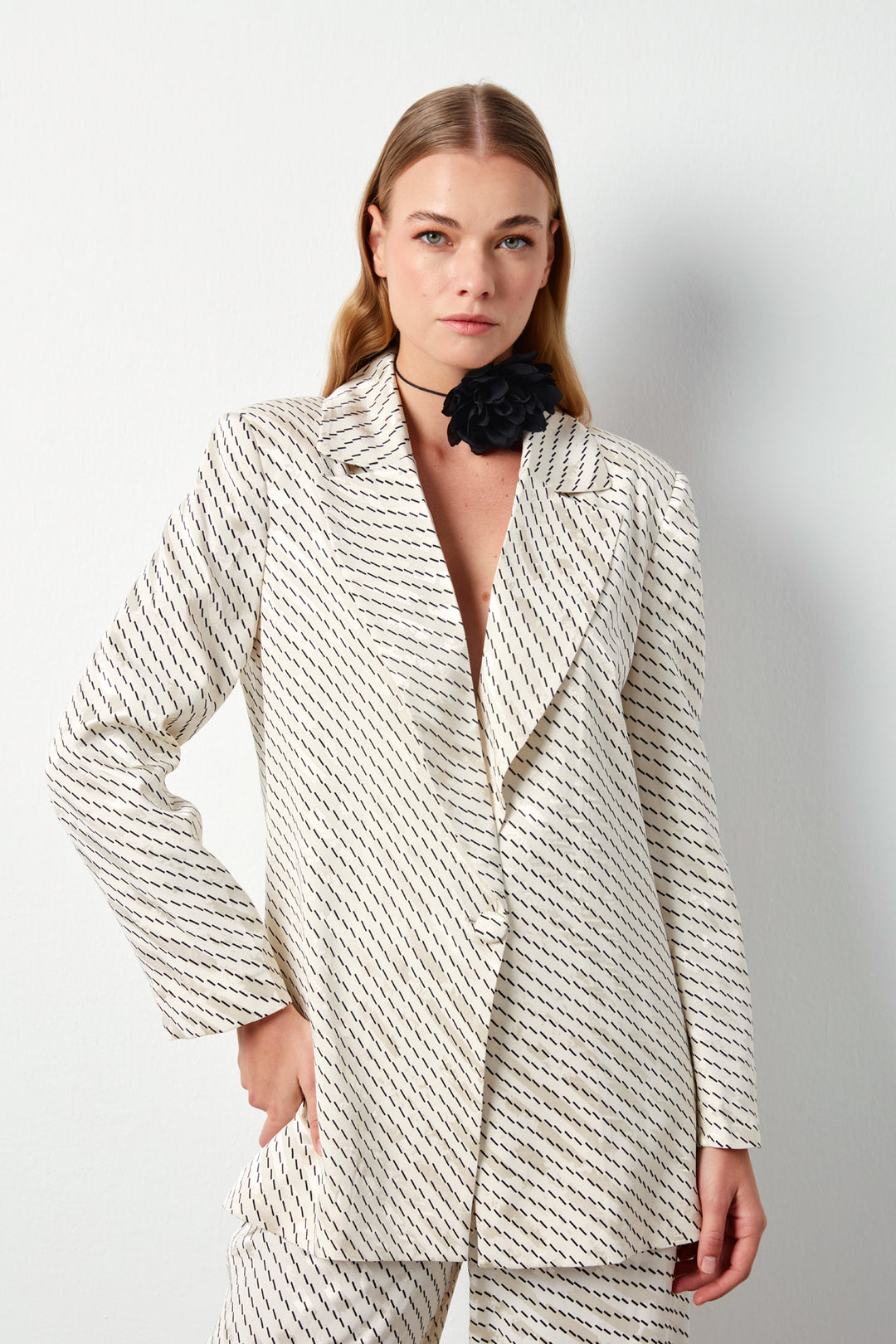 Sateen Veste à rayures - Beige