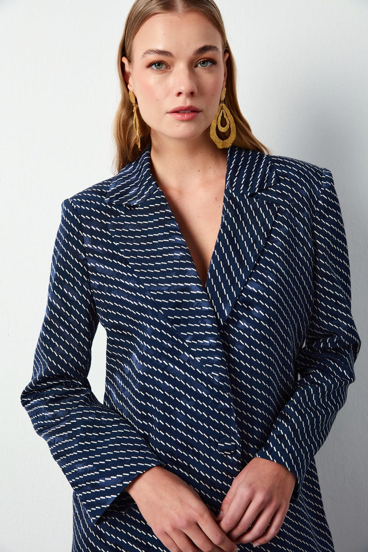 Sateen Veste à rayures - Bleu marine