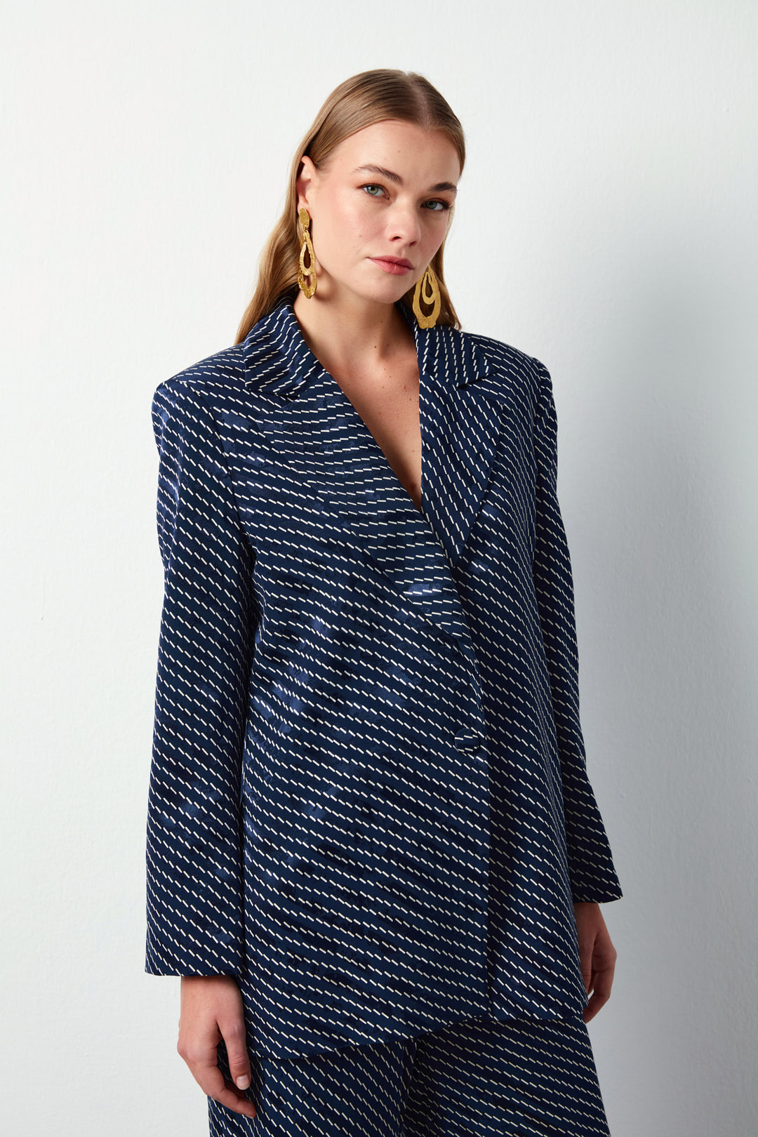 Sateen Veste à rayures - Bleu marine