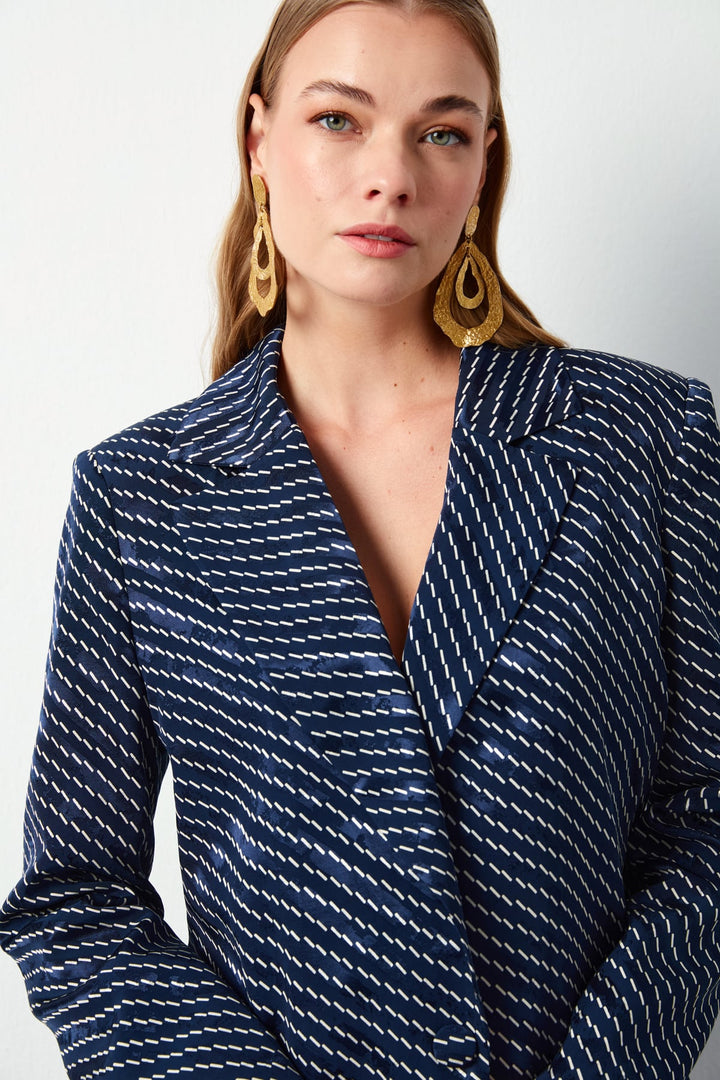 Sateen Veste à rayures - Bleu marine