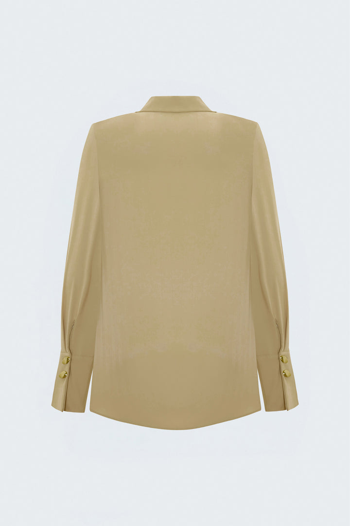 Sateen Chemise à Rayures - Beige