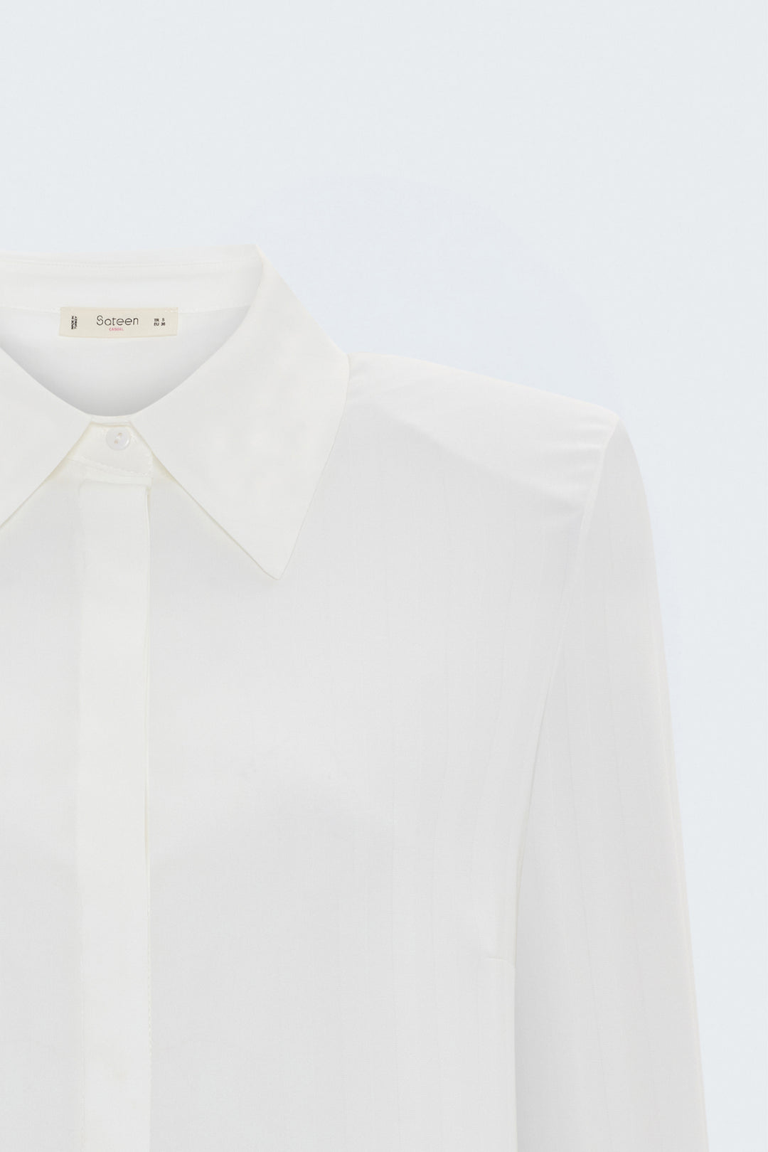 Sateen Chemise à Rayures - Écru