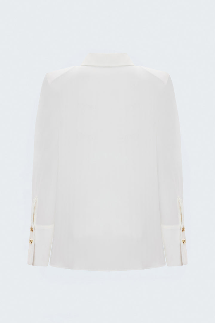 Sateen Chemise à Rayures - Écru