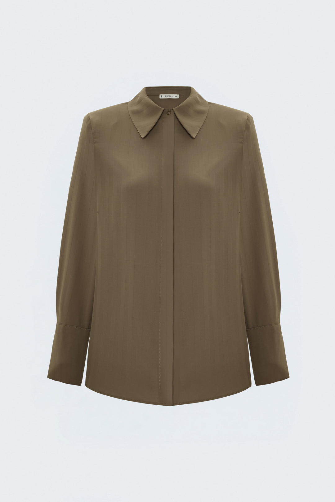 Sateen Chemise à Rayures - Crème Marron