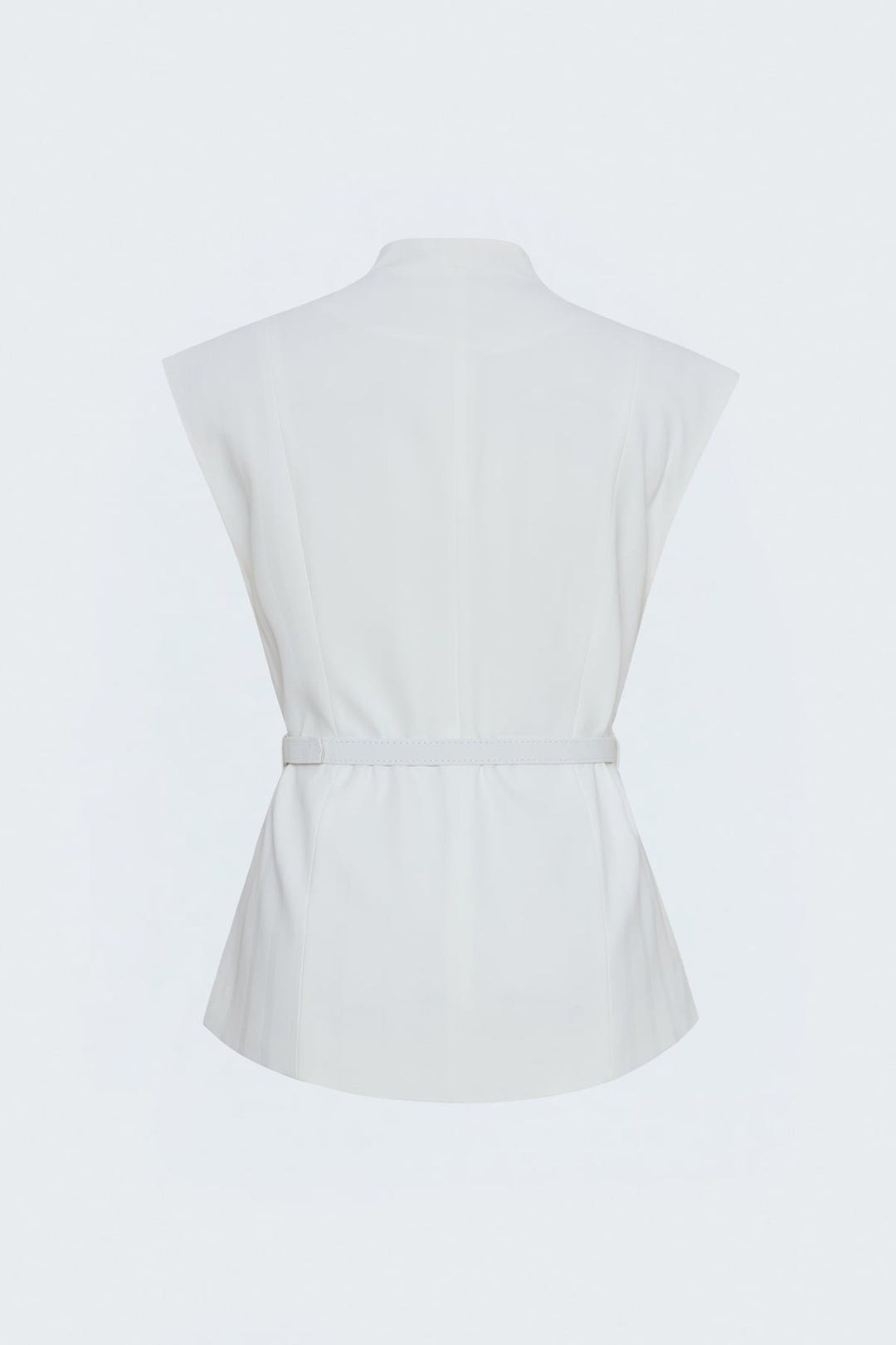 Sateen Gilet à détails de ceinture à rayures - Écru