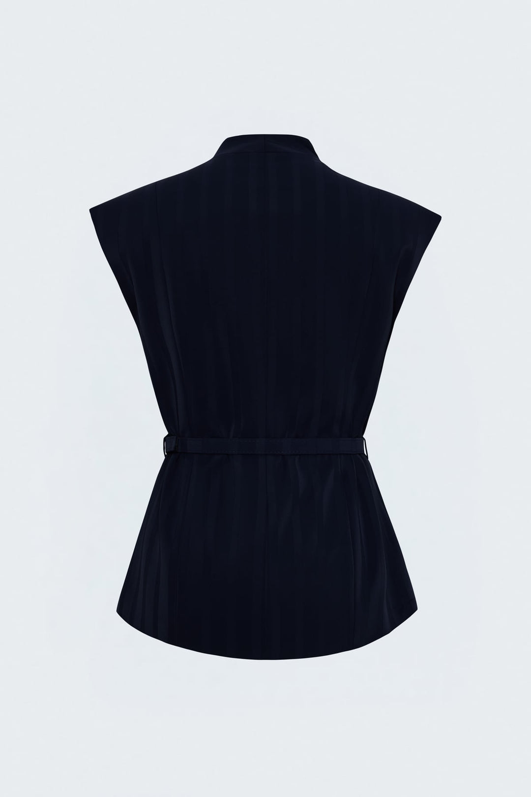 Sateen Gilet à détails de ceinture à rayures - Bleu marine