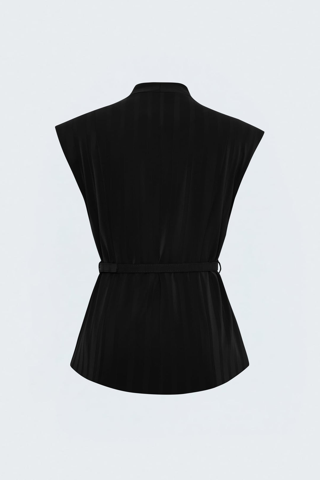 Sateen Gilet à détails de ceinture à rayures - Noir