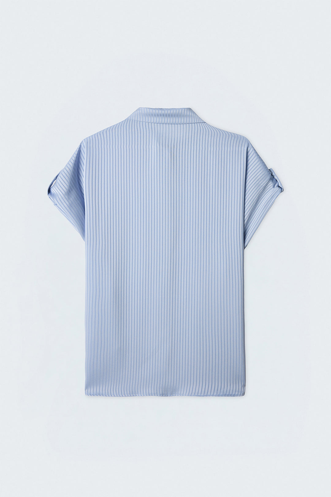 Sateen Chemise à manches courtes à rayures - Bleu ciel
