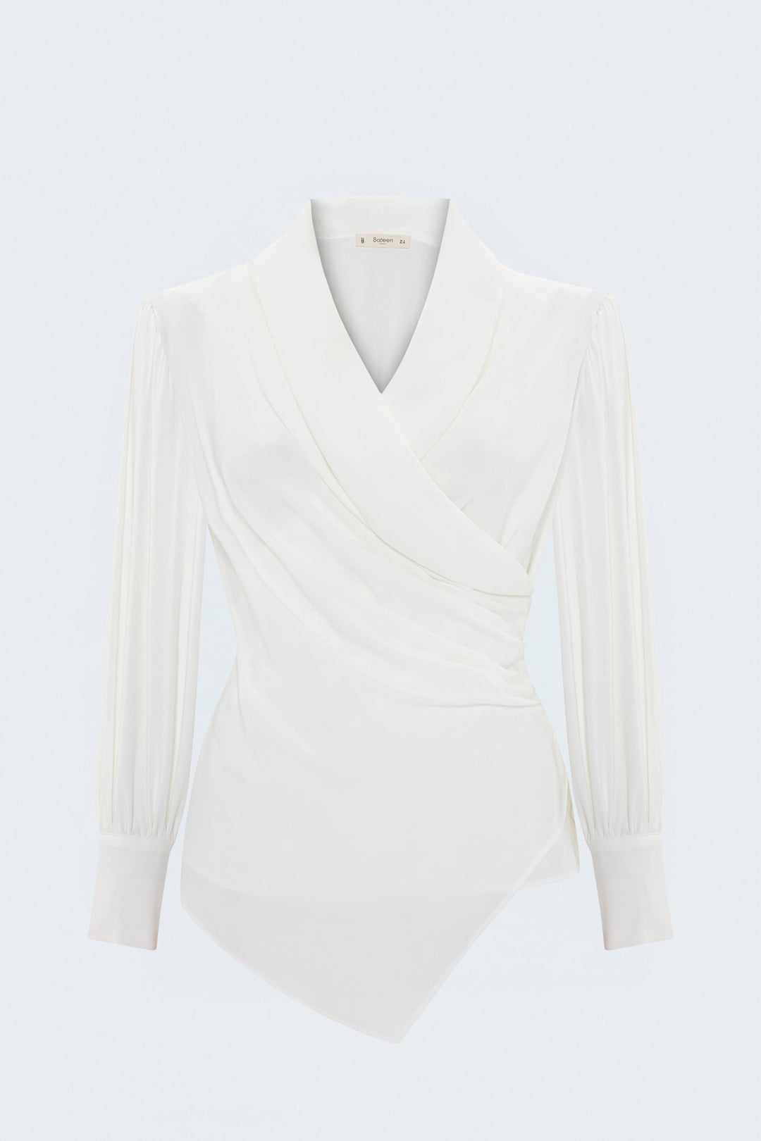 Sateen Blouse Croisée Imprimée - Écru