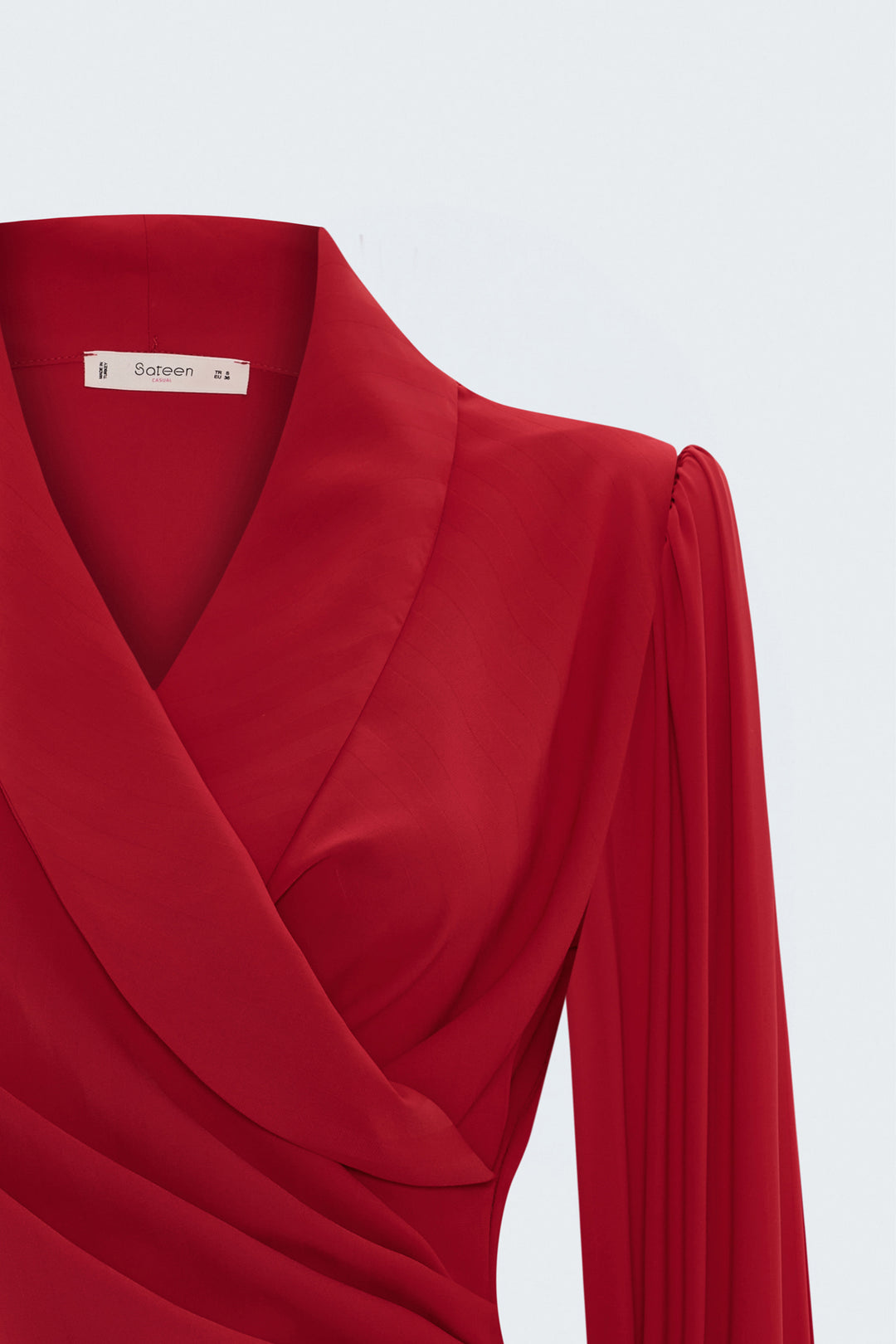 Sateen Blouse Croisée Imprimée - Rouge