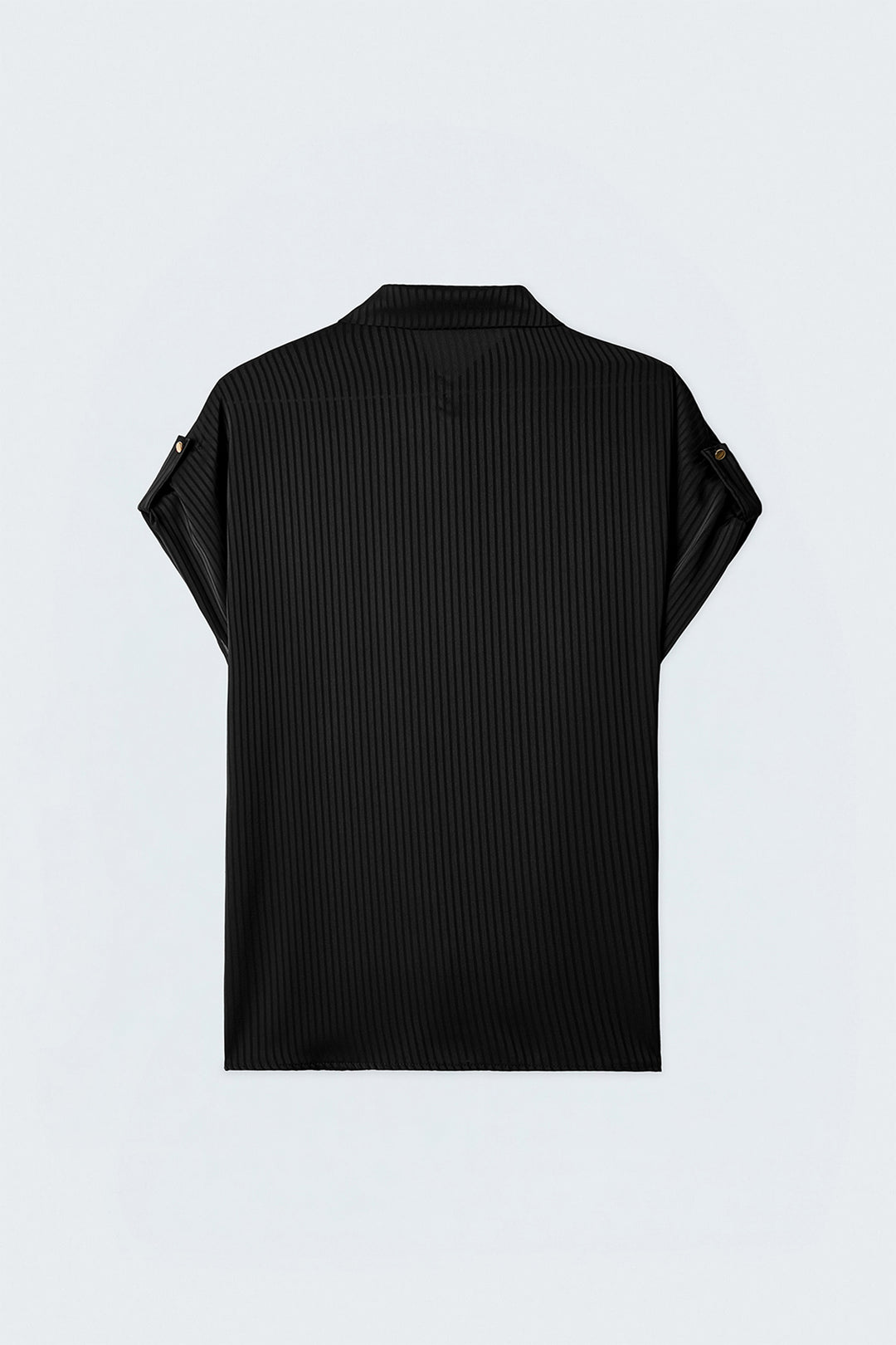 Sateen Chemise ample à rayures à manches courtes - Noir