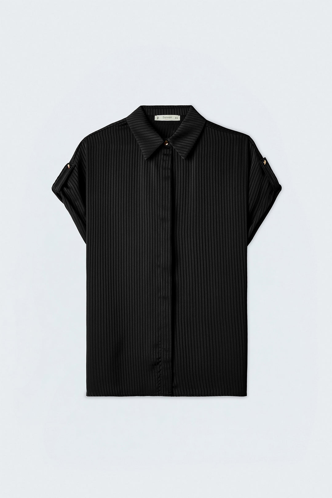 Sateen Chemise ample à rayures à manches courtes - Noir
