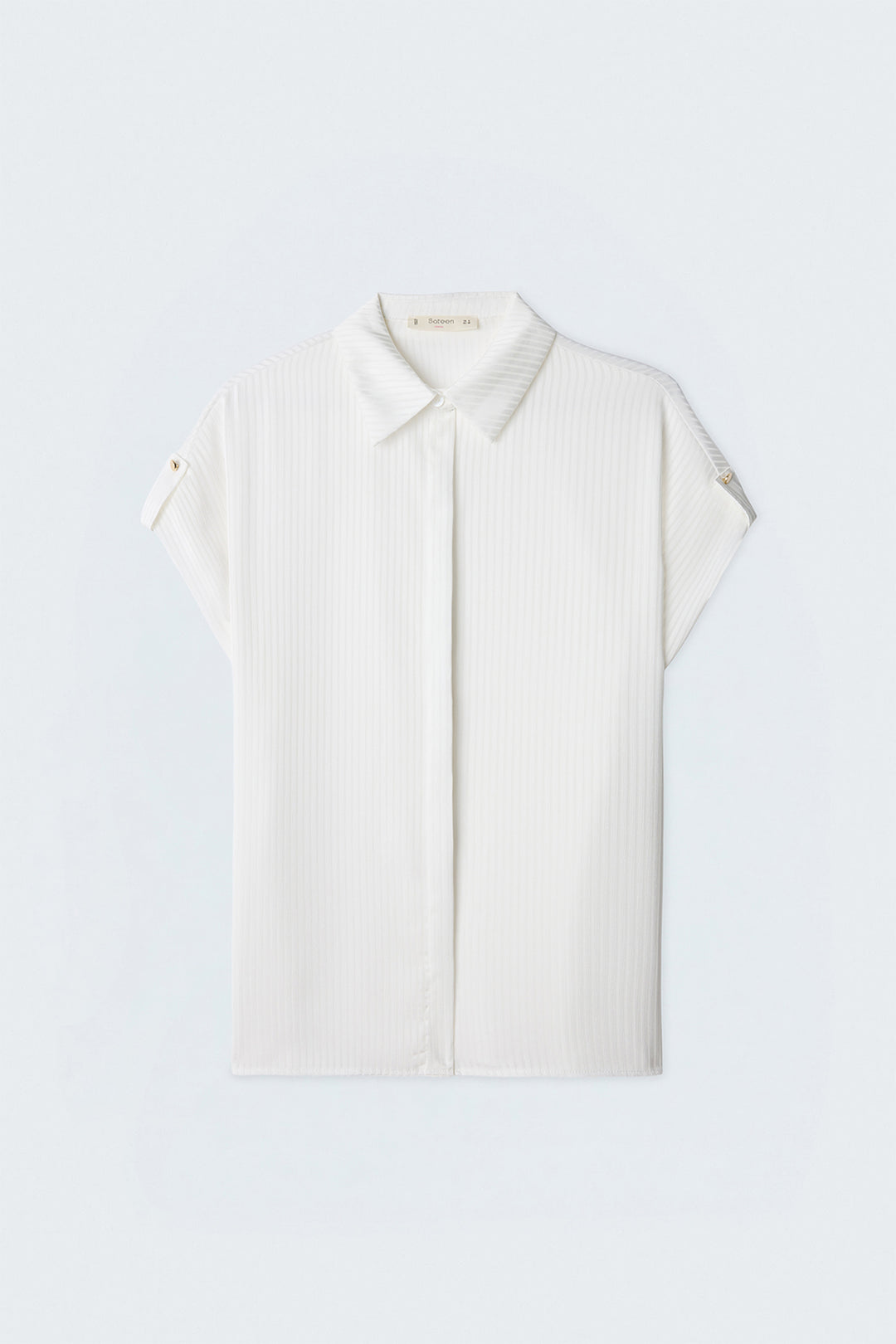 Sateen Chemise ample à rayures à manches courtes - Écru