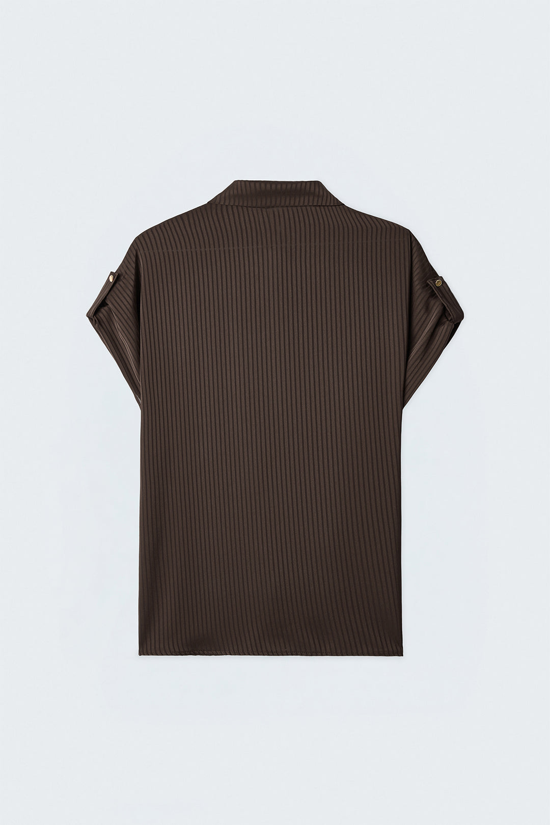 Sateen Chemise ample à rayures à manches courtes - Marron
