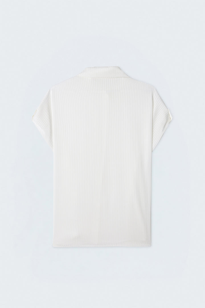 Sateen Chemise ample à rayures à manches courtes - Écru