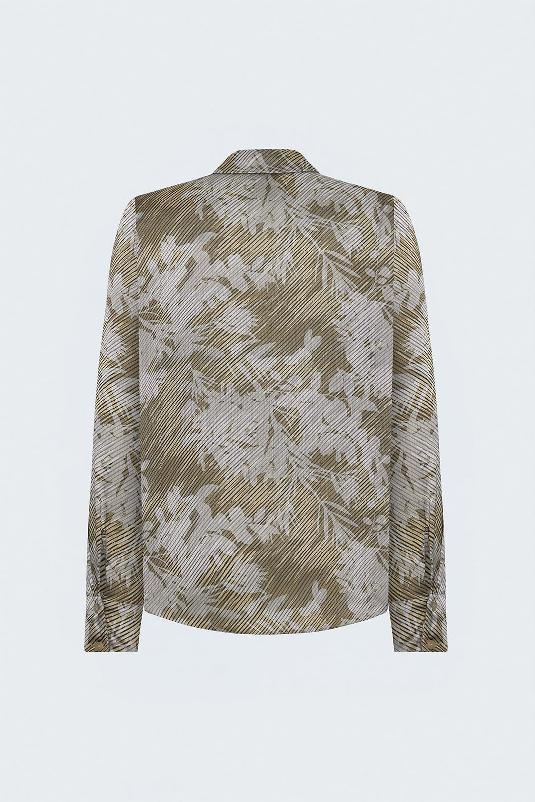 Sateen Chemise à rayures et motifs floraux - Beige