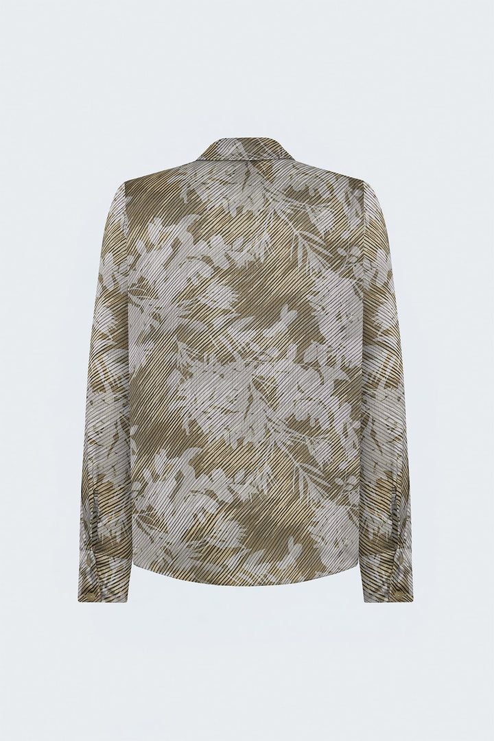 Sateen Chemise à rayures et motifs floraux - Beige