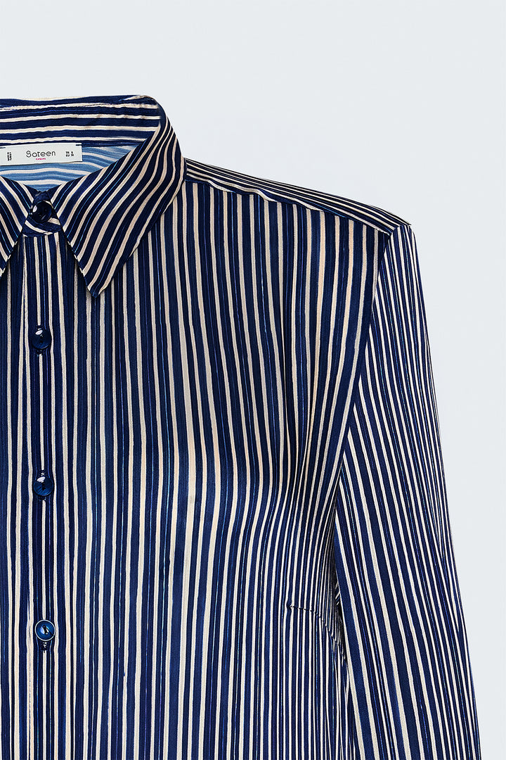 Sateen Chemise rayée - Bleu marine