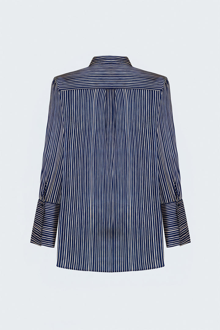 Sateen Chemise rayée - Bleu marine