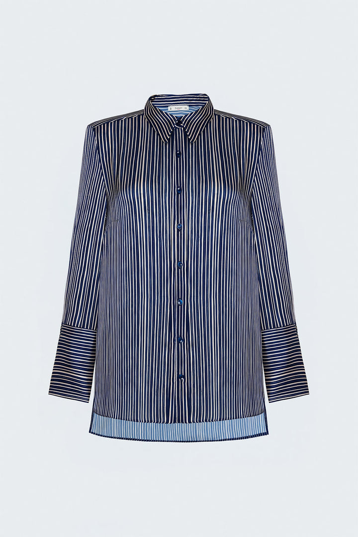 Sateen Chemise rayée - Bleu marine